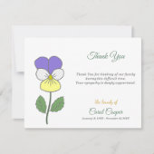 Pastel Wild Pansy Begrafenis Dank u Opmerking Kaar Bedankkaart (Voorkant)