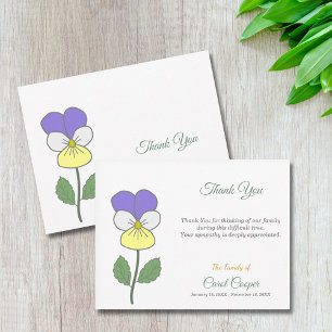 Pastel Wild Pansy Begrafenis Dank u Opmerking Kaar Bedankkaart