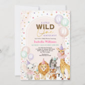 Pastel Wild Party Animals Ballon Girl Baby shower Kaart (Voorkant)
