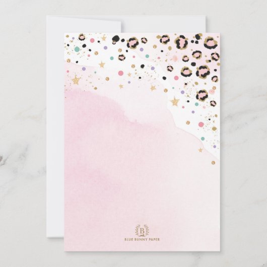 Pastel Wild Party Animals Ballon Girl Baby shower Kaart (Achterkant)