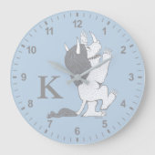 Pastel Wild Thing | Voeg je Initiaal toe Grote Klok (Voorkant)