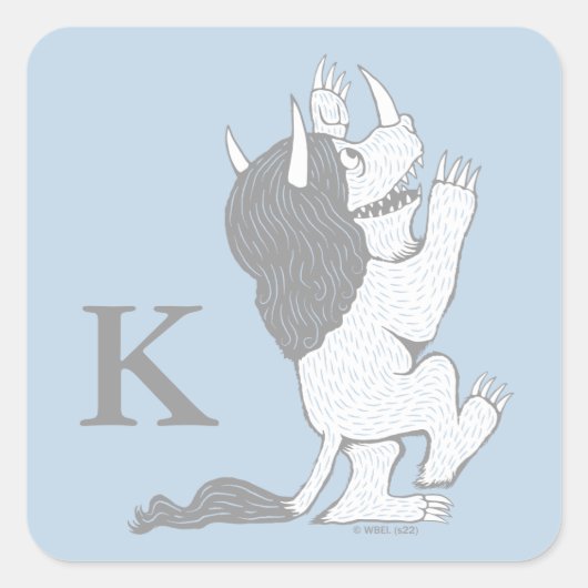 Pastel Wild Thing | Voeg je Initiaal toe Vierkante Sticker (Voorkant)