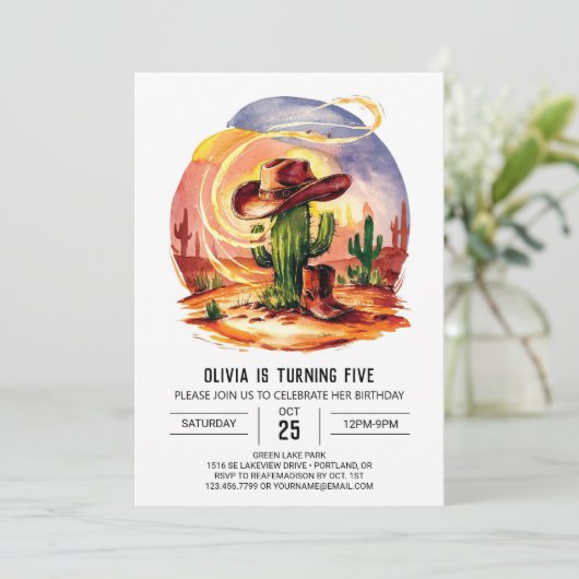 Pastel Wild West Cowboy Verjaardag Kaart (Staand voorkant)