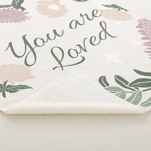 Pastel Wildbloemen Roze en groen Je houdt van Sherpa Deken (3/4)