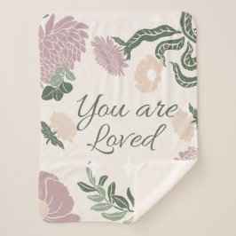 Pastel Wildbloemen Roze en groen Je houdt van Sherpa Deken