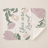Pastel Wildbloemen Roze en groen Je houdt van Sherpa Deken (Voorkant (horizontaal))