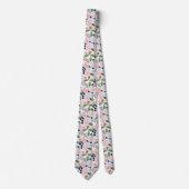 Pastel Wilde Bloem & Blauwe Bes Bloemmotief Stropdas (Voorkant)