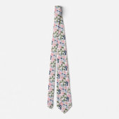Pastel Wilde Bloem & Blauwe Bes Bloemmotief Stropdas (Achterkant)