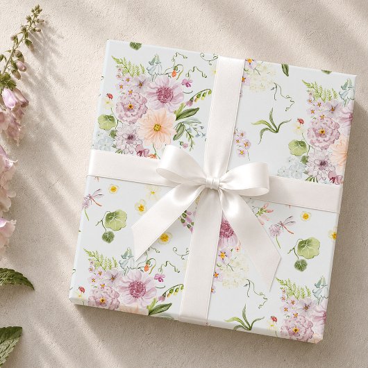 Pastel Wilde Bloem Botanisch Inpakpapier