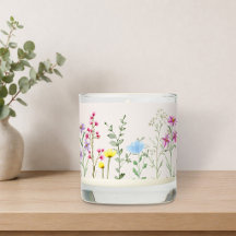 Pastel Wilde Bloem Botanische Potkaars