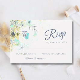 Pastel Wilde Bloem Botanische Romantiek Blauwe Bru RSVP Kaartje