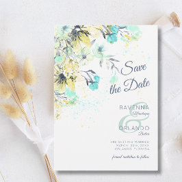 Pastel Wilde Bloem Botanische Romantiek Blauwe Bru Save The Date
