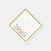 Pastel Wilde Bloem Bruiloft Beige Rand Servet (Hoek)