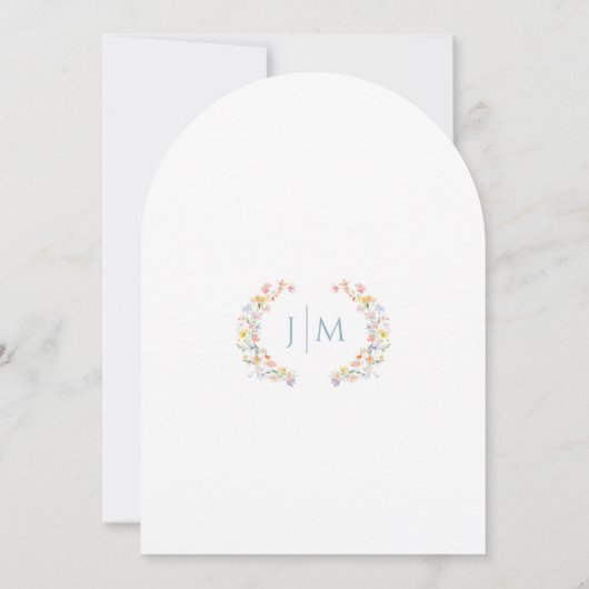 Pastel Wilde Bloem Bruiloftkaarten & Cadeaus Bordk Kaart (Achterkant)