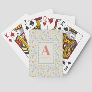 Pastel Wilde Bloem Florale Gepersonaliseerde Pokerkaarten