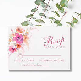 Pastel Wilde Bloem Pioen Pioenen Anemoon Bruiloft RSVP Kaartje