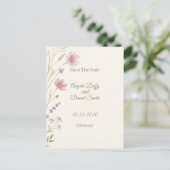 Pastel Wilde Bloem Save the Date Briefkaart (Staand voorkant)