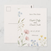 Pastel Wilde Bloem Save the Date Briefkaart (Voorkant / Achterkant)