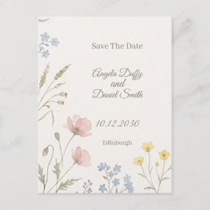 Pastel Wilde Bloem Save the Date Briefkaart