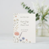 Pastel Wilde Bloem Save the Date Briefkaart (Staand voorkant)