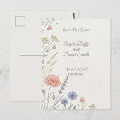 Pastel Wilde Bloem Save the Date Briefkaart (Voorkant / Achterkant)