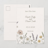 Pastel Wilde Bloem Save the Date Briefkaart (Voorkant / Achterkant)