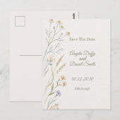 Pastel Wilde Bloem Save the Date Briefkaart (Voorkant / Achterkant)