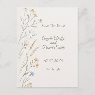 Pastel Wilde Bloem Save the Date Briefkaart