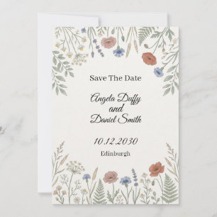 Pastel Wilde Bloem Save the Date Kaart