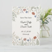 Pastel Wilde Bloem Save the Date Kaart (Staand voorkant)