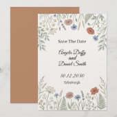 Pastel Wilde Bloem Save the Date Kaart (Voorkant / Achterkant)