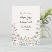 Pastel Wilde Bloem Save the Date Kaart (Staand voorkant)