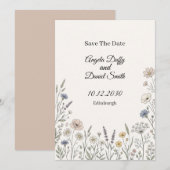 Pastel Wilde Bloem Save the Date Kaart (Voorkant / Achterkant)