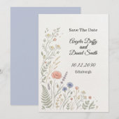 Pastel Wilde Bloem Save the Date Kaart (Voorkant / Achterkant)