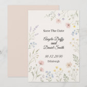 Pastel Wilde Bloem Save the Date Kaart (Voorkant / Achterkant)