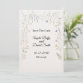 Pastel Wilde Bloem Save the Date Kaart (Staand voorkant)