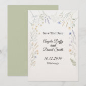Pastel Wilde Bloem Save the Date Kaart (Voorkant / Achterkant)