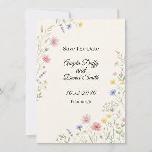 Pastel Wilde Bloem Save the Date Kaart