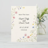 Pastel Wilde Bloem Save the Date Kaart (Staand voorkant)