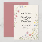 Pastel Wilde Bloem Save the Date Kaart (Voorkant / Achterkant)