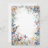Pastel Wilde Bloem & Vlinder Trouw Uitnodiging (Achterkant)