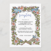 Pastel Wilde Bloem Vogel Rand Trouwreceptie Informatiekaartje (Voorkant)