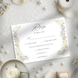 Pastel Wilde Bloem Waterverf Bloemetuin Trouwfeest RSVP Kaartje