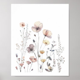 Pastel Wilde Bloemen Bloemen Bloemen Bloemen Water Poster