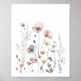 Pastel Wilde Bloemen Bloemen Bloemen Bloemen Water Poster