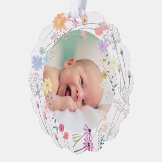 pastel wilde bloemen Doop dank u Ornament Kaart (Links)