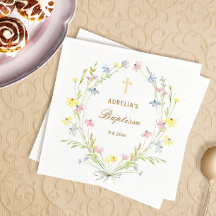 Pastel Wilde Bloemen Doopfeest Servet