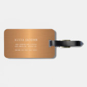 Pastel wilde bloemen met metallisch koper monogram bagagelabel (Achterkant horizontaal)