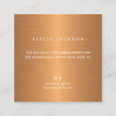 Pastel wilde bloemen met metallisch koper monogram vierkante visitekaartje (Achterkant)