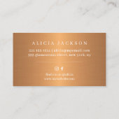 Pastel wilde bloemen met metallisch koper monogram visitekaartje (Achterkant)